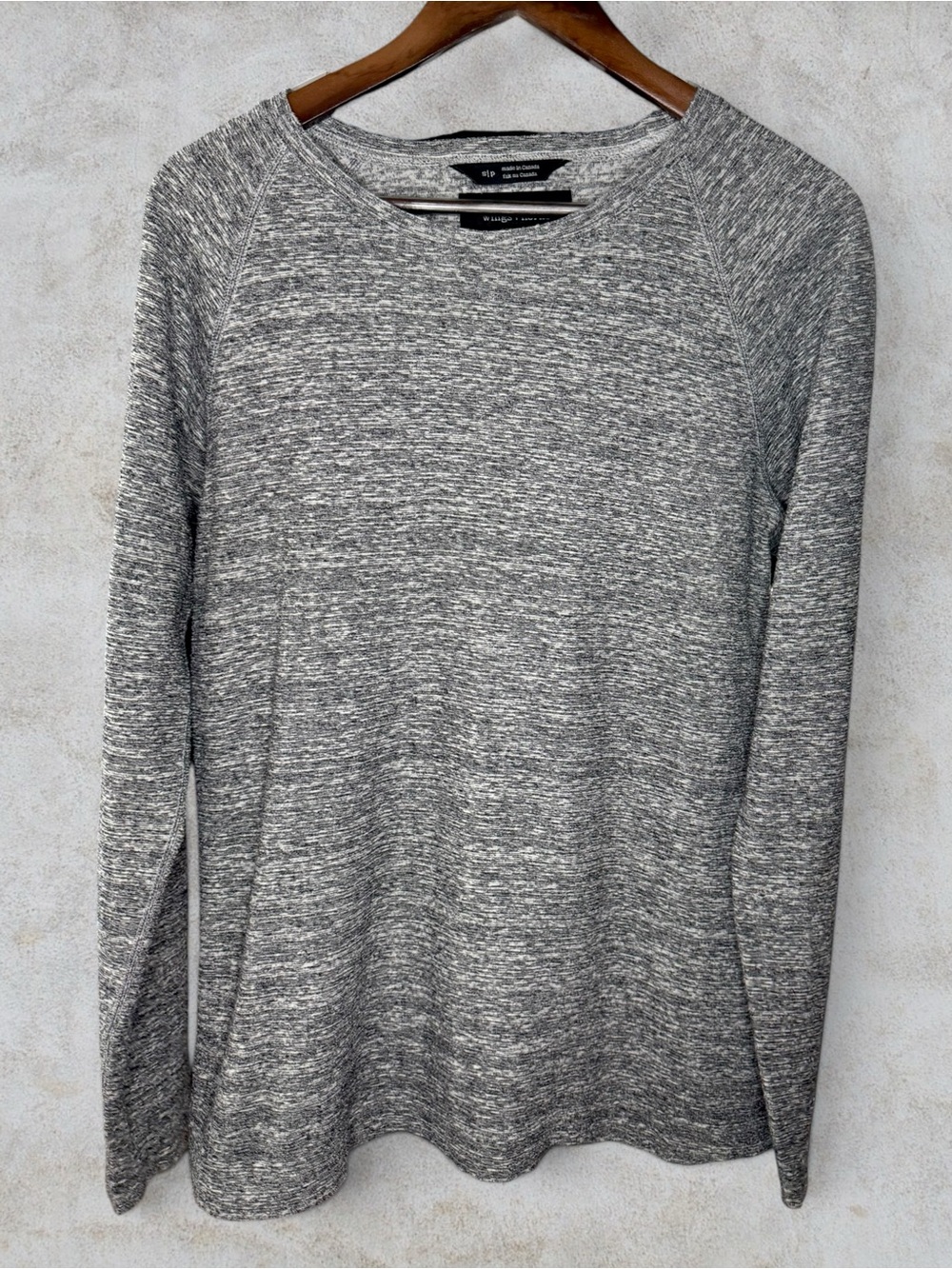 🟢3/$25 Wings And Horns Crewneck Long Sleeve Shirt Heather Grey 100% Cotton Small